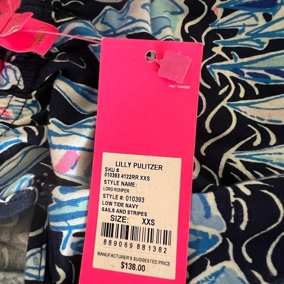 NWT Lilly Pulitzer Loro Romper Low Tide Navy Sails and Stripes size XXS - Picture 3 of 7